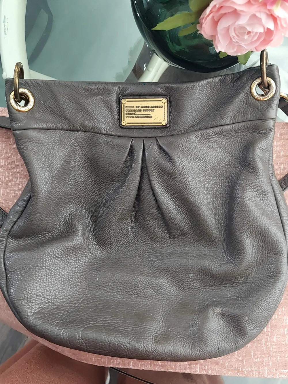 Marc Jacobs Leather Hobo Shoulder Bag - Dark Brown